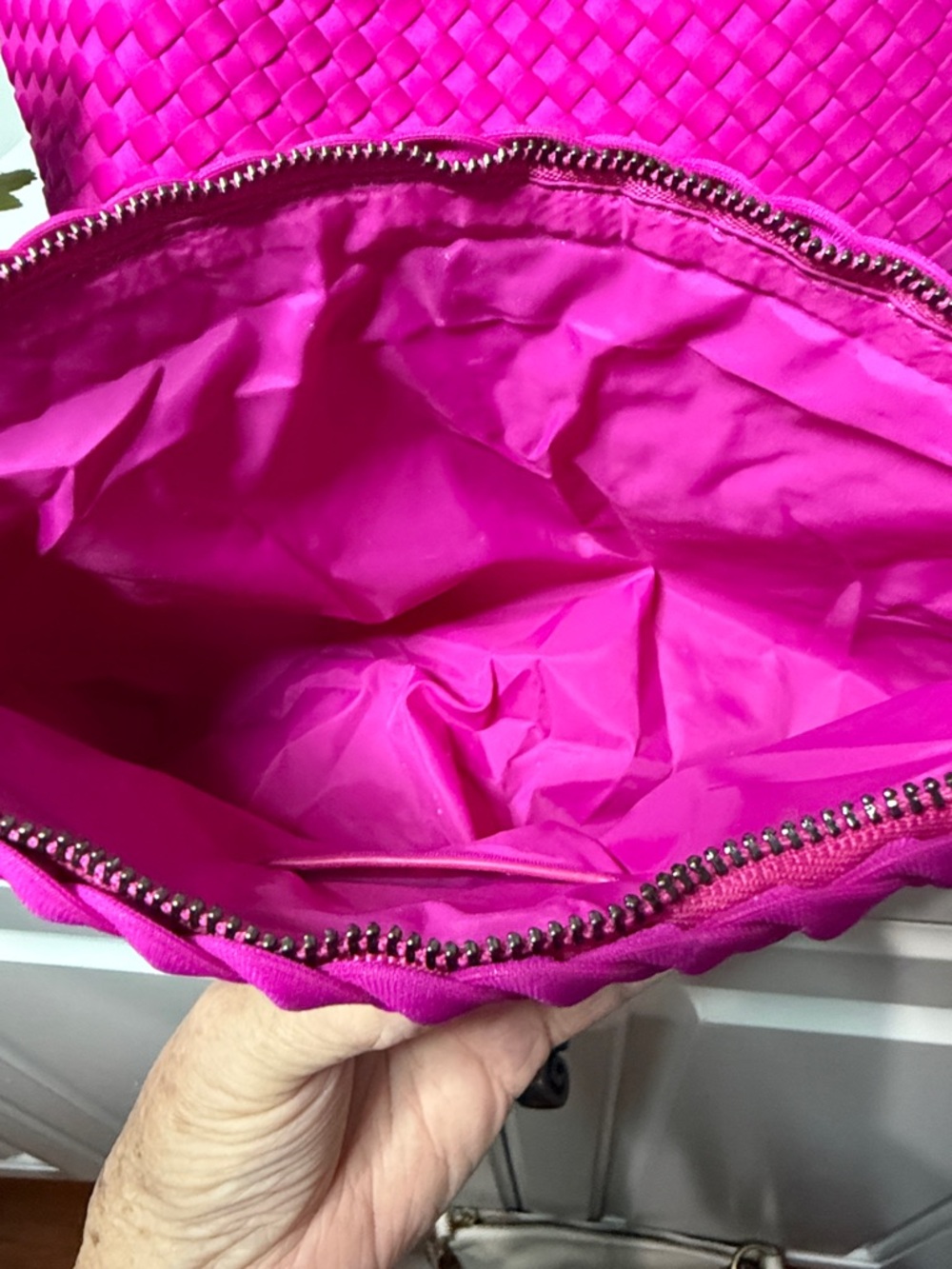 Woven Tote Bag and Pouch Set - Fuchsia Pink - Picture 4 of 4